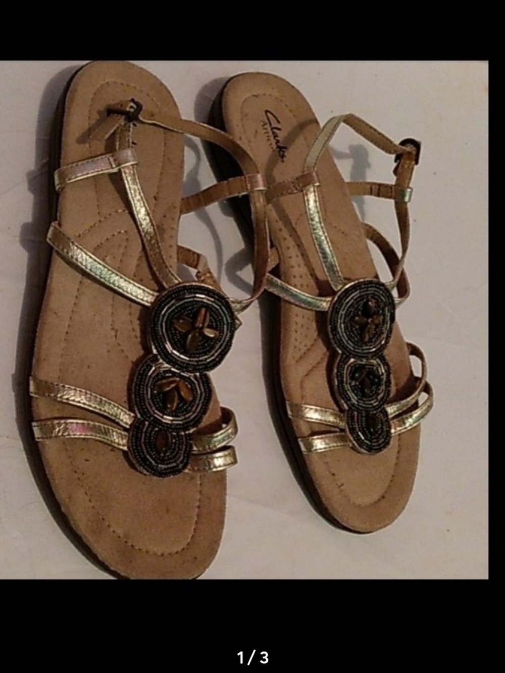 Clarks Women's Metallic Gold Beaded Gladiator Sandals